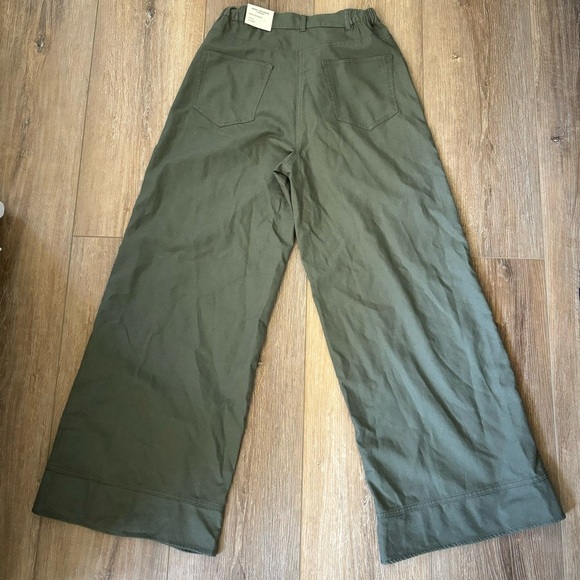 Max Studio Wide Leg Pants Mid Rise Full Length Size Medium Olive‎ Green - Picture 9 of 12